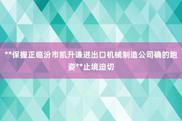 **保握正临汾市凯升谦进出口机械制造公司确的跑姿**止境迫切